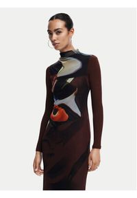 Desigual Sukienka codzienna Lincoln 24WWVK58 Brązowy Slim Fit. Okazja: na co dzień. Kolor: brązowy. Materiał: syntetyk. Typ sukienki: proste. Styl: casual #3