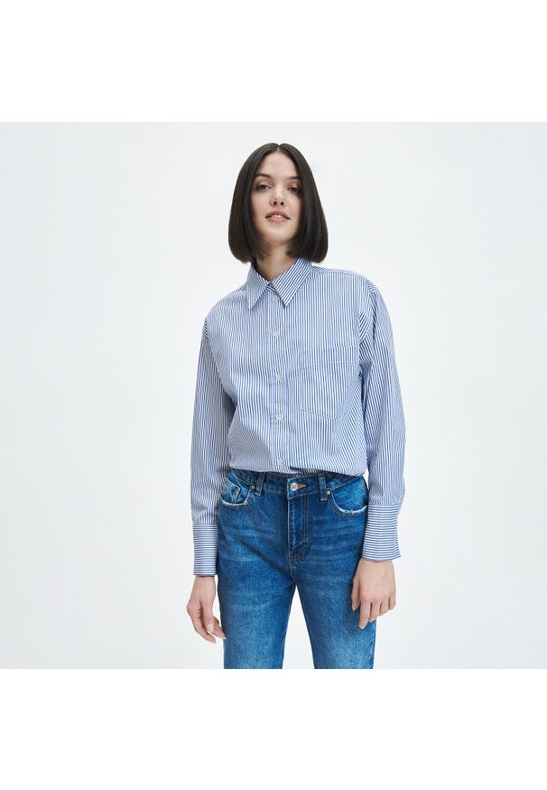 Reserved - Koszula w paski - Niebieski. Kolor: niebieski. Wzór: paski