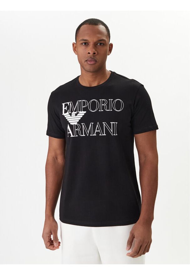 Emporio Armani T-Shirt EM000574 AF20434 UC001 Czarny Regular Fit. Kolor: czarny. Materiał: bawełna