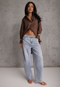 Renee - Brązowa Oversizowa Koszula z Bawełny z Eleganckimi Guzikami Rhenenore. Kolor: brązowy. Materiał: bawełna. Długość: krótkie. Styl: elegancki #7