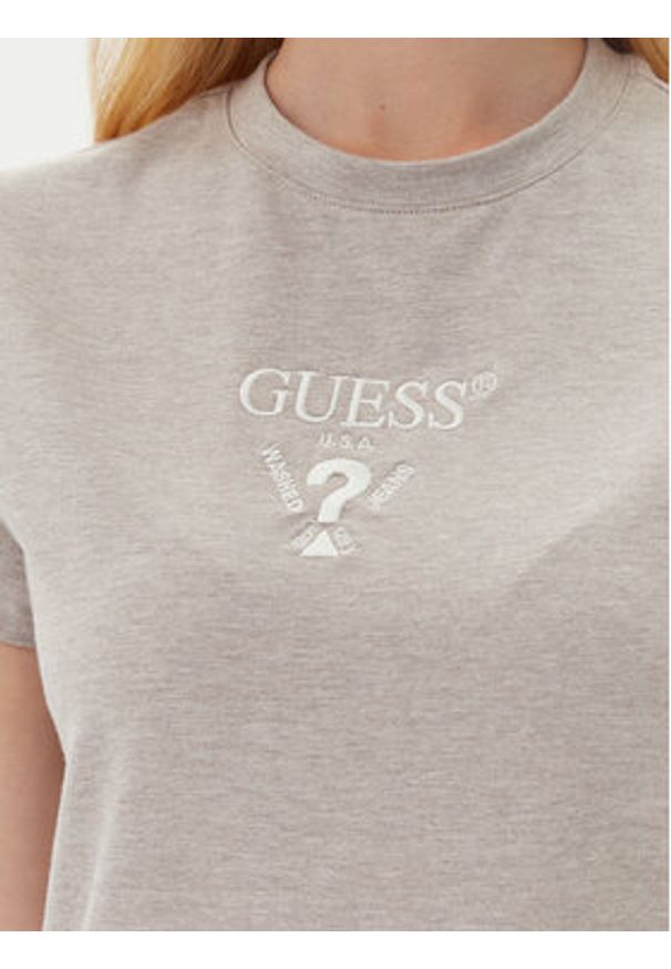 Guess T-Shirt V4YI21 KCDH1 Szary Slim Fit. Kolor: szary. Materiał: bawełna, syntetyk