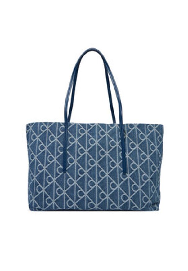 Calvin Klein Torebka Emblem Aop Denim Tote W/ Pouch LV04F3428G Niebieski. Kolor: niebieski