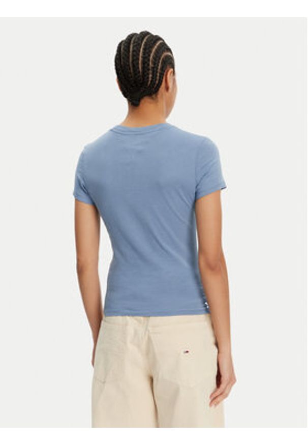 Tommy Jeans T-Shirt Tonal Linear DW0DW20315 Niebieski Slim Fit. Kolor: niebieski. Materiał: bawełna