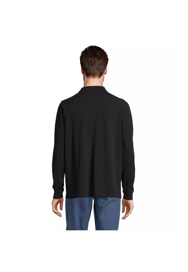 SOL'S - Koszulka polo z długim rękawem Sol's Prime. Okazja: na co dzień. Typ kołnierza: polo. Kolor: czarny. Długość rękawa: długi rękaw. Długość: długie. Styl: casual, elegancki