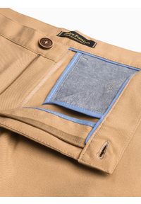 Ombre Clothing - Spodnie męskie chino P832 - rude - XL. Kolor: brązowy. Materiał: wiskoza, elastan, tkanina, poliester. Styl: klasyczny, elegancki #5