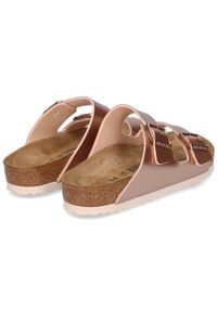 Klapki dla dzieci Birkenstock Arizona. Kolor: różowy. Materiał: guma, skóra, syntetyk, materiał, tkanina