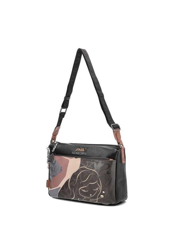 Brązowa Torebka Anekke Elegancka Listonoszka Damska. Kolor: brązowy. Wzór: nadruk. Materiał: skórzane. Styl: elegancki