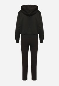 Born2be - Czarny Komplet Dresowy Rozpinana Bluza z Kapturem Spodnie z Napisami Semirwen. Kolor: czarny. Materiał: dresówka. Wzór: napisy #3