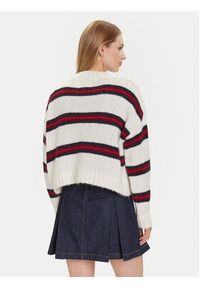 Tommy Jeans Kardigan Badge DW0DW21678 Écru Relaxed Fit. Kolor: kremowy. Materiał: syntetyk #4
