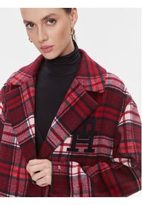 TOMMY HILFIGER - Tommy Hilfiger Płaszcz wełniany Imd Tartan WW0WW39761 Czerwony Relaxed Fit. Kolor: czerwony. Materiał: syntetyk #7