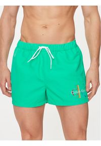 Calvin Klein Swimwear Szorty kąpielowe KM0KM01007 Zielony Regular Fit. Kolor: zielony. Materiał: syntetyk