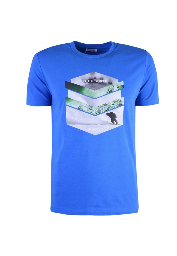 Bikkembergs T-Shirt | C 7 001 76 E 1951 | Mężczyzna | Niebieski. Okazja: na co dzień. Kolor: niebieski. Materiał: bawełna, elastan. Wzór: nadruk. Styl: casual