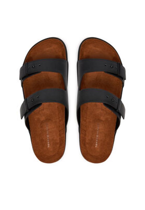 TOMMY HILFIGER - Tommy Hilfiger Klapki Cork Adjustable Lth Sandal FM0FM05754 Czarny. Kolor: czarny. Materiał: skóra, zamsz
