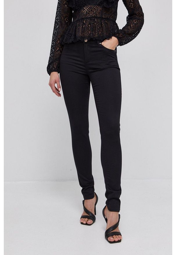 Morgan Jeansy Petro damskie medium waist. Kolor: czarny