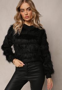 Renee - Czarny Puchaty Sweter z Kaszmirem Nabille. Kolor: czarny. Materiał: kaszmir #4