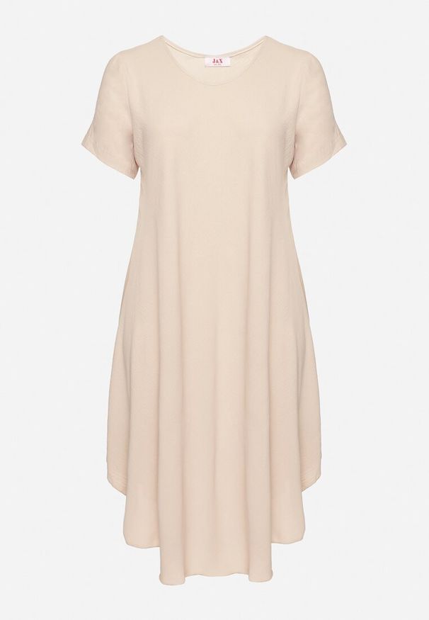 Born2be - Beżowa Rozkloszowana Sukienka z Bawełną Elzedia. Okazja: na co dzień. Kolor: beżowy. Materiał: bawełna. Typ sukienki: rozkloszowane. Styl: elegancki, casual