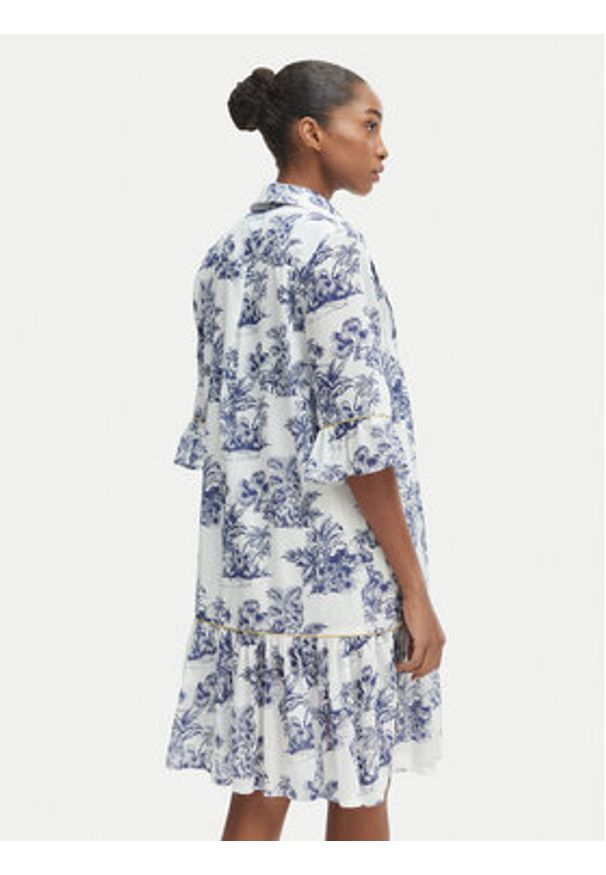 Iconique Sukienka koszulowa IC25-076 Biały Relaxed Fit. Kolor: biały. Materiał: bawełna. Typ sukienki: koszulowe