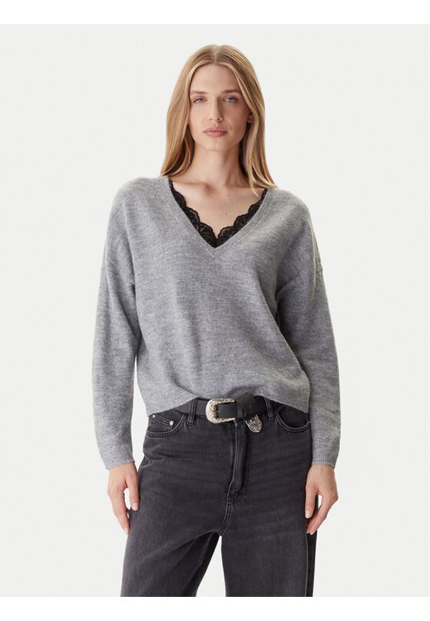 only - ONLY Sweter Manifesta 15329229 Szary Regular Fit. Kolor: szary. Materiał: syntetyk