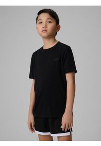 4f - 4F T-shirt regular gładki chłopięcy - czarny 140 (9-10 lat). Okazja: na uczelnię, na co dzień, na spacer. Kolor: czarny. Materiał: materiał, bawełna, skóra, dzianina. Wzór: gładki. Sezon: lato. Styl: casual #1
