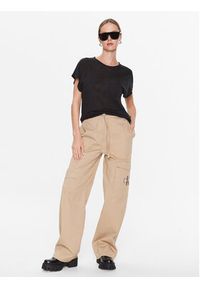 Calvin Klein T-Shirt Linen Jearsey C-Neck Top Ss K20K205304 Czarny Regular Fit. Kolor: czarny. Materiał: len #3
