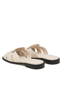 TOMMY HILFIGER - Tommy Hilfiger Klapki Leather Crest Square Toe Sandals FW0FW09126 Kremowy. Kolor: kremowy. Materiał: skóra #5