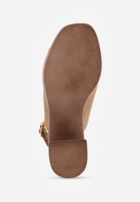 Born2be - Ciemnobeżowe Sandały VICES na Obcasie i Platformie z Imitacji Drewna Ilda. Okazja: na spacer, na co dzień, do pracy. Zapięcie: pasek. Kolor: beżowy. Obcas: na obcasie. Styl: casual, klasyczny. Wysokość obcasa: średni #3