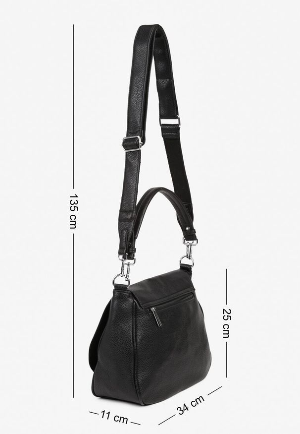 Renee - Czarna Torebka z Klapą w Stylu Listonoszki z Paskiem i Rączką Malurelle. Kolor: czarny. Styl: casual, elegancki