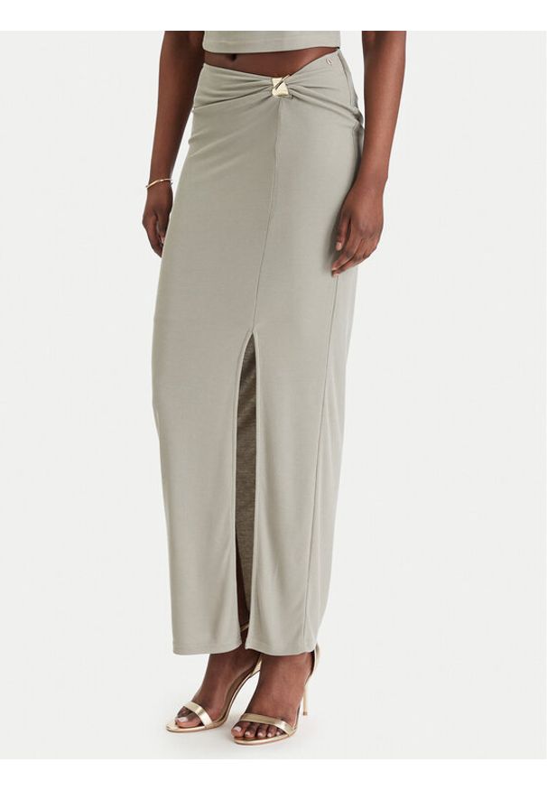 Guess Spódnica maxi W6GD15 K2936 Khaki Slim Fit. Kolor: brązowy