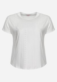 Born2be - Biały T-shirt Koszulka z Krótkim Rękawem o Ażurowym Wykończeniu Meaara. Okazja: na spotkanie biznesowe, na co dzień. Kolekcja: plus size. Kolor: biały. Długość rękawa: krótki rękaw. Długość: krótkie. Wzór: ażurowy. Sezon: lato. Styl: casual, klasyczny, biznesowy #6