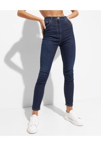 Elisabetta Franchi - ELISABETTA FRANCHI - Niebieskie jeansy z wysokim stanem. Stan: podwyższony. Kolor: niebieski. Długość: do kostek