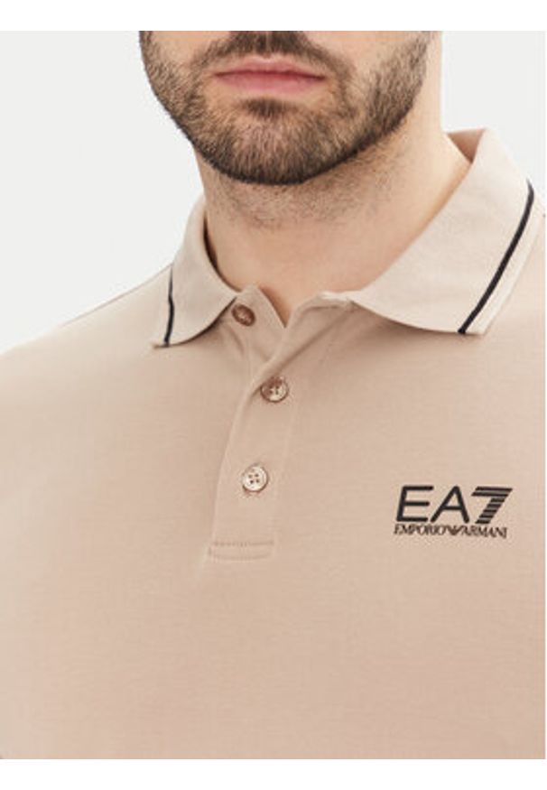 EA7 Emporio Armani Polo 8NPF16 PJVUZ U6155 Beżowy Slim Fit. Typ kołnierza: polo. Kolor: beżowy. Materiał: bawełna