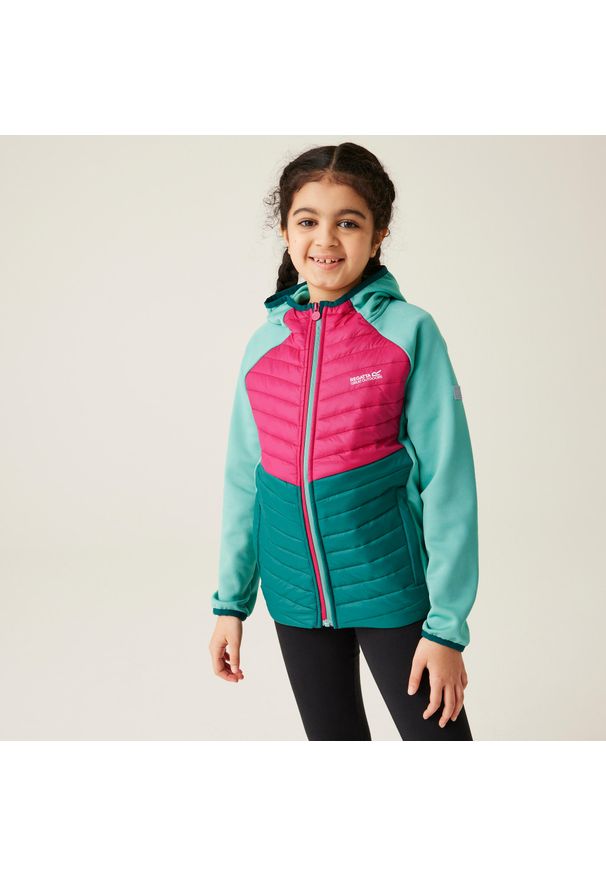 Regatta - Kielder VIII dziecięca kurtka hybrydowa. Kolor: niebieski, wielokolorowy, zielony. Materiał: softshell, puch. Styl: sportowy
