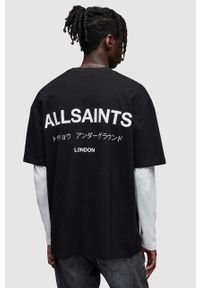 AllSaints t-shirt bawełniany kolor czarny z nadrukiem. Kolor: czarny. Materiał: bawełna. Długość rękawa: krótki rękaw. Długość: krótkie. Wzór: nadruk #5