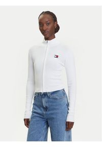 Tommy Jeans Kardigan DW0DW20967 Biały Regular Fit. Kolor: biały. Materiał: bawełna