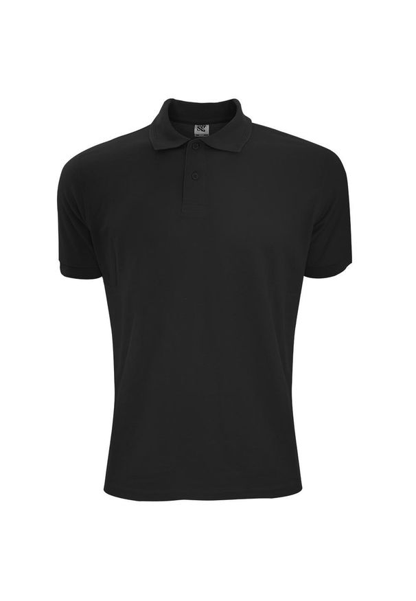 SG - Męska Koszulka Polo Z Krótkim Rękawem. Typ kołnierza: polo. Kolor: czarny. Długość rękawa: krótki rękaw. Długość: krótkie