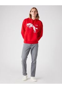 Wrangler - WRANGLER 75TH ANNI HOODIE MĘSKA BLUZA LOGO NADRUK CHINESE RED W645HTXCJ. Wzór: nadruk