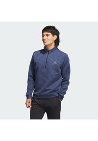 Adidas - Zakładana przez głowę bluza Ultimate365 Dwr Textured Quarter Zip. Typ kołnierza: golf. Kolor: niebieski. Materiał: materiał. Sport: golf