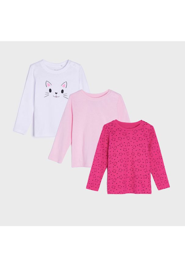 Sinsay - Koszulka 3 pack - Różowy. Kolor: różowy