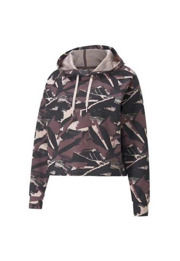 Puma - Damska Bluza Sportowa Z Nowoczesnym Nadrukiem Na Całej Powierzchni. Kolor: fioletowy. Wzór: nadruk