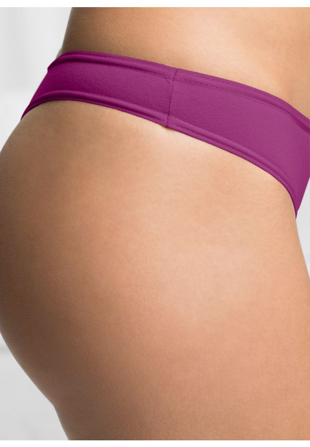 bonprix - Stringi (6 par), bawełna organiczna. Kolor: fioletowy. Materiał: bawełna. Wzór: aplikacja, kwiaty, kolorowy