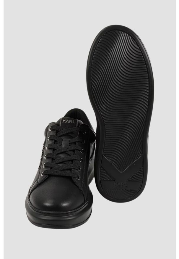 Karl Lagerfeld - KARL LAGERFELD Czarne męskie sneakersy KAPRI MENS Karl NFT, Rozmiar 44. Okazja: na co dzień. Kolor: czarny. Materiał: skóra. Szerokość cholewki: normalna. Wzór: gładki