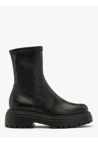 Ryłko - Czarne botki z elastyczną cholewą NATALIE. Nosek buta: okrągły. Zapięcie: zamek. Kolor: czarny. Materiał: skóra. Szerokość cholewki: normalna #1