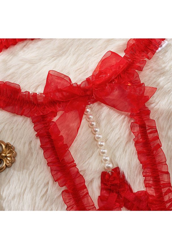 Intica - Komplet bielizny z perełkami i koronkowym wykończeniem Rosabella. Kolor: czarny. Materiał: koronka