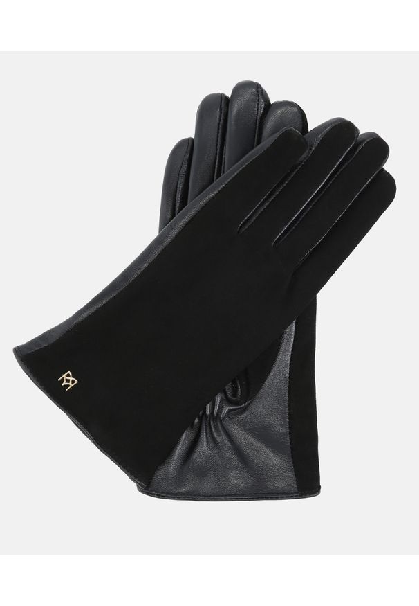 Kazar - Czarne rękawiczki damskie. Kolor: czarny. Materiał: skóra, zamsz. Sezon: zima. Styl: elegancki, klasyczny