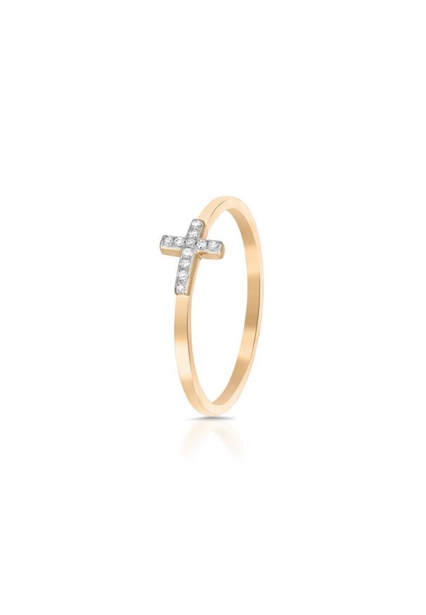 W.KRUK Zjawiskowy Pierścionek Złoty - złoto 375, Diament 0,03ct - ZDL/PB+05BK. Materiał: złote. Kolor: złoty. Wzór: aplikacja. Kamień szlachetny: diament