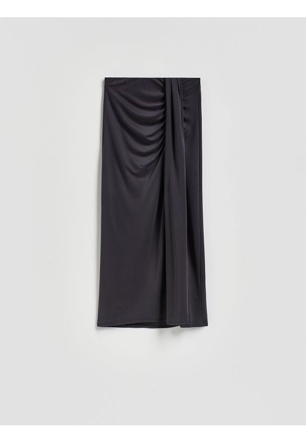 Reserved - Spódnica z modalem - ciemnoszary. Kolor: szary. Materiał: dzianina