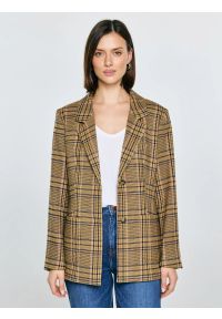 Big-Star - Marynarka damska w kratę Galani 601. Okazja: na co dzień. Kolor: różowy. Materiał: materiał, jeans, tkanina. Styl: casual, klasyczny, retro #8