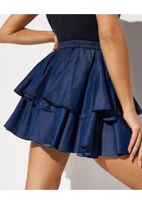 CAROLINE CONSTAS - Granatowa spódnica z falbanami. Stan: podwyższony. Kolor: niebieski