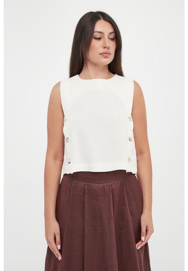 Marella - Top damski lniany Unione MARELLA MONOCHROME. Materiał: len