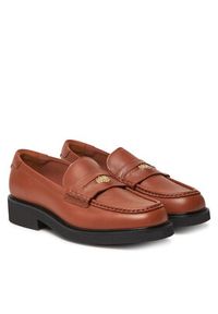 TOMMY HILFIGER - Tommy Hilfiger Lordsy Crest Squarish Toe Penny Loafer FW0FW08633 Brązowy. Kolor: brązowy. Materiał: skóra #5